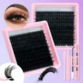 Kit ciglia a ciuffetti DIY con strumenti rosa e colla arricchita con biotina e vitamina E - Stile DIY 617 Con Combo Strumenti Colla Rosa (DIY-SET-617)