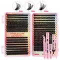 Kit extension ciglia fai-da-te con ciuffetti 10-16mm, pinzetta e colla rosa - Kit 60D/80D/100D Con Strumenti