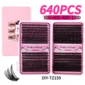 640pcs DIY lash extension kit with 50D-100D volume clusters in 9-16mm length - 50D-100D Mixed Lash Clusters (DIY-TZ159)