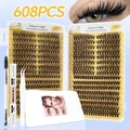 CMAYOME 608PCS large capacity individual lash cluster kit with glue and tweezers - Eyelash Clusters with Glue 3-Piece Set (DIY-TZ-143 Set)