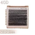 Kit de 200 faux cils 40D noirs naturels en longueurs mixtes allant de 10mm à 18mm - 40D Boîte Unique Sans Outils (DIY-SET-612)