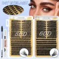 DIY eyelash extension kit with 50D and 60D cluster lashes, bond and seal, and tweezers - Eyelash Clusters with Glue 3-Piece Set (DIY-TZ-144 Set)