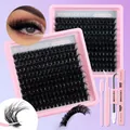 Kit extension ciglia fai-da-te con colla, pinzette e ciglia finte naturali folte - Stile DIY 621 Con Combo Strumenti Colla Rosa (DIY-SET-621)