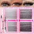 640pcs DIY cluster lash extensions kit with bond, seal, pink wand and tweezers - Mixed Density Full Kit (DIY-TZ-160)