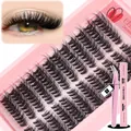 Kit extension ciglia fai-da-te con ciuffetti neri, pinzette rosa e colla bond e seal - Set Di Pinzette Per Colla Rosa 596 (DIY-SET-596)