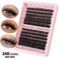 Set di 240 ciglia finte a ciuffetti in 50D e 60D miste in un vassoio rosa chic - Kit Fai Da Te-641 (50d+60d)