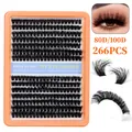 Σετ βλεφαρίδων DIY 266 τεμαχίων με επεκτάσεις 80D και 100D για φυσική μαύρη εμφάνιση - DIY-SET-610