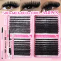 640pcs DIY cluster lashes set with bond seal and tweezers in 50D to 100D density - Super Dense Mix Full Kit (DIY-TZ-162)