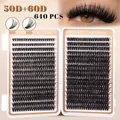 DIY 640 clusters of 50D and 60D volume individual eyelashes kit in 8-18mm length - 50D+60D Density Combination