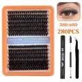 DIY eyelash extension kit with 280 clusters and dual-ended bond and seal glue - Medium Thick Grafting Kit (DIY-SET-608)