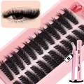 216 Clusters DIY eyelash extension kit with pink tweezers and double-ended bond and seal glue - Pink Glue Tweezer Set 599 (DIY-SET-599)