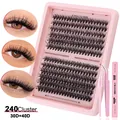 Kit extension ciglia fai-da-te 240 cluster con pinzetta rosa, spazzola e colla sigillante - 30D+40D Con Strumenti (DIY-SET-640)