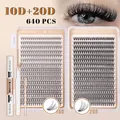 DIY Cluster-Wimpern Set mit 640 Stück 10D 20D Volumen künstliche Wimpern Kit - 10D+20D Dichte Kombination Mit Werkzeug Kit