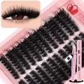 DIY cluster lashes set with pink tweezers and double-headed lash bond seal adhesive - Pink Glue Tweezer Set 600 (DIY-SET-600)