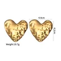 Exaggerated 18K gold-plated stainless steel heart earrings with wrinkled texture surface - Exaggerated Large Hammered Full Heart (E808)
