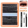 DIY cluster eyelash extension kit with 266 pieces, tweezers, and dual-end bond and seal - Luxury Thick Grafting Kit (DIY-SET-610)