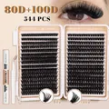 544 Cluster Einzelwimpern Set mit 100D Wimpern, Kleber und Applikator-Tools - 80D+100D Dichte Kombination Mit Werkzeug Kit