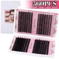 DIY cluster lashes set with 560 pieces of 30D to 60D D-curl individual lash extensions - Diy-jms-230