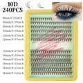 DIY 10D individual lash extensions kit 240pcs in 8-16mm lengths for natural fluffy volume - 10D Cluster Lashes (No Tools) / 8-16mm Mixed Size