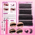 DIY Cluster Wimpern-Set mit 120D-180D Dichte, Bond, Seal und präziser Pinzette - Falsche Wimpern Und Werkzeug-Set (DIY-JMS-270+Werkzeug 3-Teiliges Set)