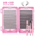 DIY eyelash extension kit with 10D 20D mixed clusters in pink storage box 10-16mm - 10D And 20D Lash Extension Kit With Tools