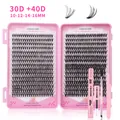 DIY eyelash extension kit with 30D/40D D-curl lashes, pink glue, tweezers and brush - 30D And 40D Lash Extension Kit With Tools