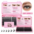 Kit extension ciglia a ciuffetti fai-da-te con 418 pezzi neri e guida in box rosa - Stile a Media Densità (Solo Ciglia)