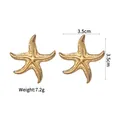 Strukturierte Seestern-Ohrstecker aus 18K vergoldetem Edelstahl, 3,5 cm breit - Seestern-Stil (816)