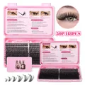Kit d'extensions de cils DIY 418 bouquets en boîte rose avec guides d'utilisation - Densité 50 Rangées (418 Grappes) - Cils Uniquement