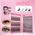 Kit de extensión de pestañas DIY con 547 grupos en 10-16mm y acabado rizado - Diy-jms-241 [547 Clústeres]