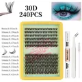 DIY 30D individual lash cluster kit with 240 pieces and bond and seal tools - 30D Cluster Lashes (With Tool Set) / 8-16mm Mixed Size