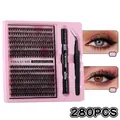 DIY cluster lashes extension kit with 280 pieces 9-16mm eyelashes and bond seal tool - Diy-set-673 [30d+40d] 280 Clusters