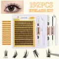 192pcs DIY eyelash extension kit with 13mm black lash clusters, bond and seal, and tweezers - Dense Long Style (DIY-SET-695)