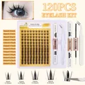DIY cluster eyelash extension kit with 120pcs clusters 8-16mm bond seal and tweezers - Mixed Length Style (DIY-SET-696)