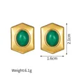 18K vergoldete geometrische Sechseck-Ohrstecker mit grünen Malachit-Edelstein-Inlays - Sechseck Grüner Stein Ohrstecker