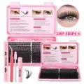 Kit d'extension de cils individuels DIY avec 418 pièces, pince, colle, sceau et dissolvant - Densité 50 Rangées (418 Grappes) - Avec Kit d'Outils