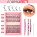 Set extension ciglia 10D da 240 pezzi con colla rosa e strumenti applicatori kit - DIY-SET-665 (Con Strumenti Rosa)