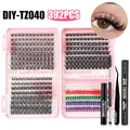 DIY colored cluster lash kit with 392pcs extensions and full application tools - With Black Tools Style (DIY-TZ040)