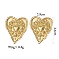Detailed technical diagram showing 3.4cm by 2.9cm heart earrings dimensions and weight - Radiant Texture Inlaid Heart Style (E798)