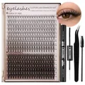 CMAYOME DIY Eyelash Extension Kit with 10-18mm clusters, bond & seal glue, and tweezers - DIY-SET-679 And Black Tool Set