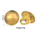 Minimalist gold hammered round stainless steel open ring with 2.7cm geometric disc - Round Hammered Ring (R768) / Gold