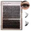 DIY cluster lashes set with natural black D-curl extensions in 10-18mm tray length - DIY-SET-680 (Single Box)