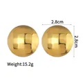 Minimalist golden ball stud earrings with 2.8cm diameter and mirror polished finish - Round Hammered Texture Stud Earrings (E803) / Gold
