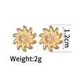 Detailansicht der 1,2 cm goldener Gänseblümchen Ohrringe mit Zirkonia-Verzierung - Gold Wirbel Sonnenblume Zirkon Stil (CXE847-02)
