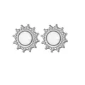 Minimalistische silberne Sonnenblumen-Ohrstecker mit 18K Vergoldung und Politur - Silber Sonnenblume Perlen Stil (CXE845-01)