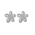 Elegante fünfblättrige Blumenohrstecker in Silberoptik mit Perlenrand-Verzierung - Silber Fünfblättrige Blume Perlen Stil (CXE846-01)
