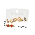 18K gold plated stainless steel heart earring set with red drip oil and crystal accents - Stainless Steel / Heart Earrings (860)