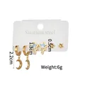 Stainless steel 18K gold star and moon earring set including three pairs of studs - Stainless Steel / Star Earrings (859)
