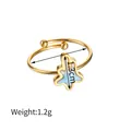 Adjustable gold star ring with gradient blue glitter inlay and 1.3cm charm - Star Pattern / Star (R782)