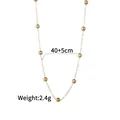 Minimalist 18K gold stainless steel chain necklace with small beads, 40+5cm length - Fine Bead Chain Necklace (2158-A) / Gold